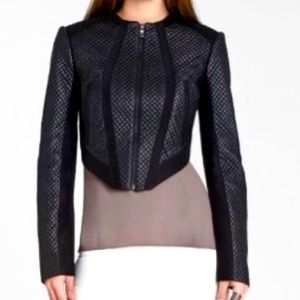 BCBG Cropped Faux Leather Jacket